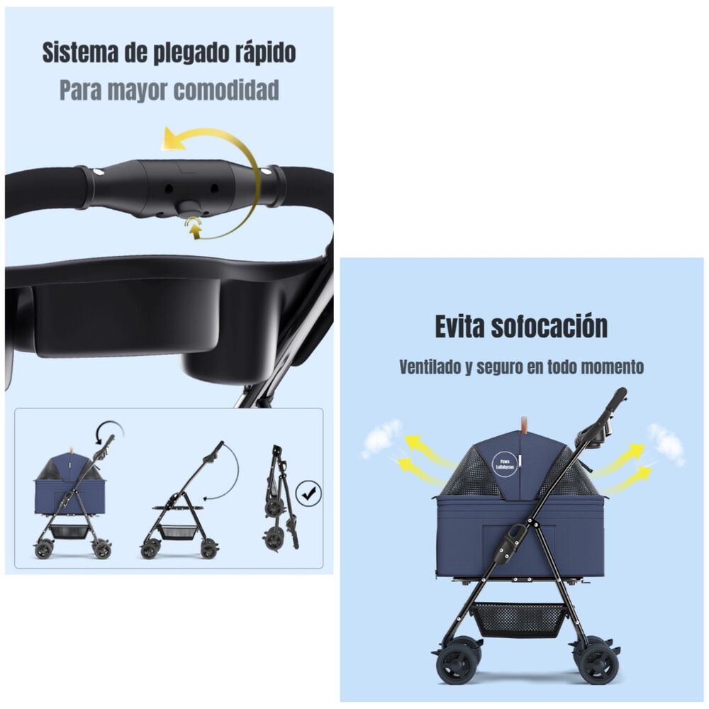Coche Plegable 2 En 1 Para Mascotas Lubabycas Rosado image number 2.0