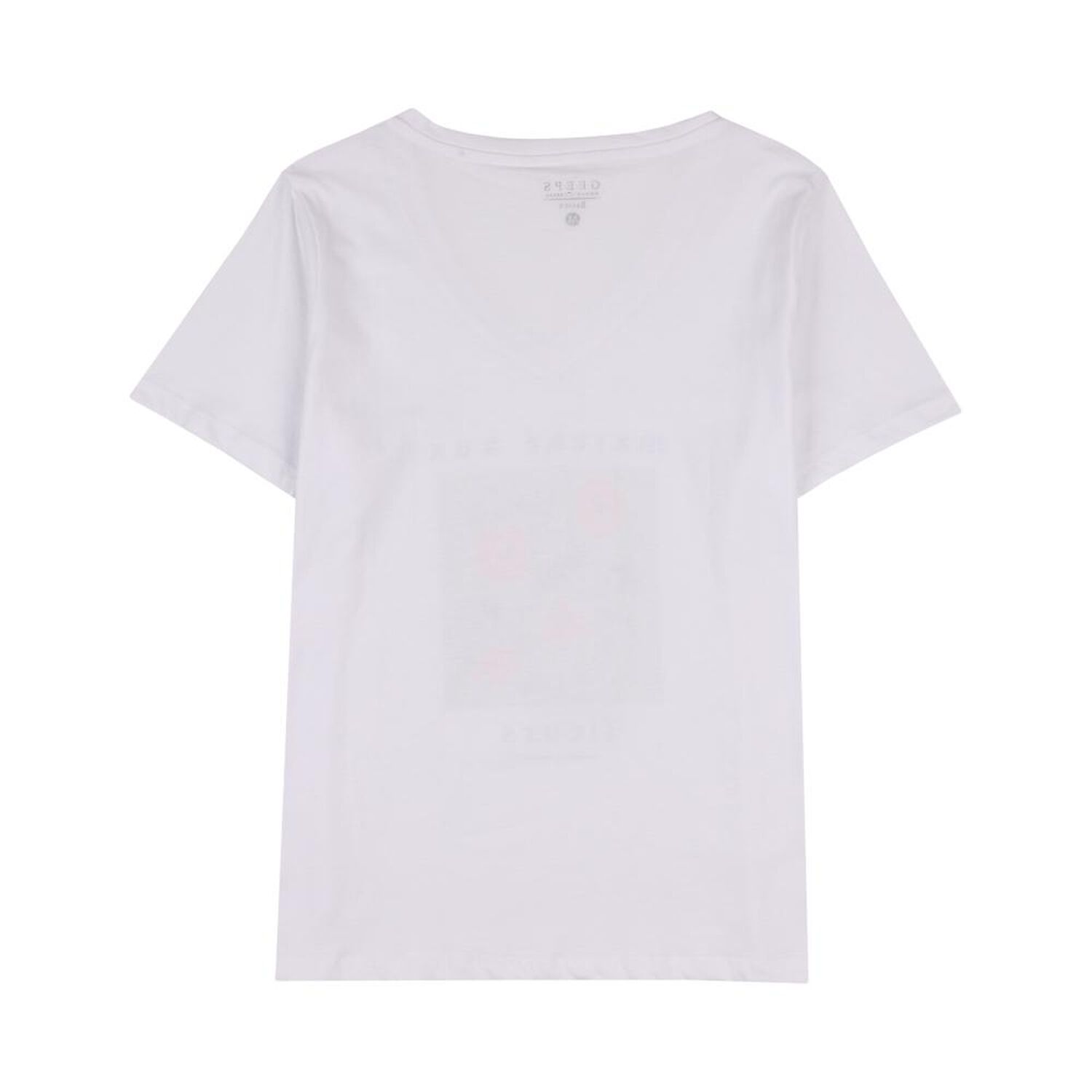 Polera Estampado Delantero Y Aplicaci&oacute;n Perlas Manga Corta Cuello V Mujer Geeps image number 1.0