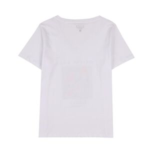 Polera Estampado Delantero Y Aplicaci&oacute;n Perlas Manga Corta Cuello V Mujer Geeps