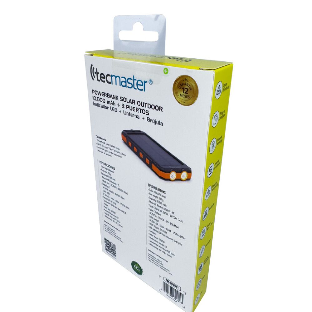 Bater&iacute;a Port&aacute;til Powerbank 10000 Mah Usb 3 Puertos Solar image number 4.0