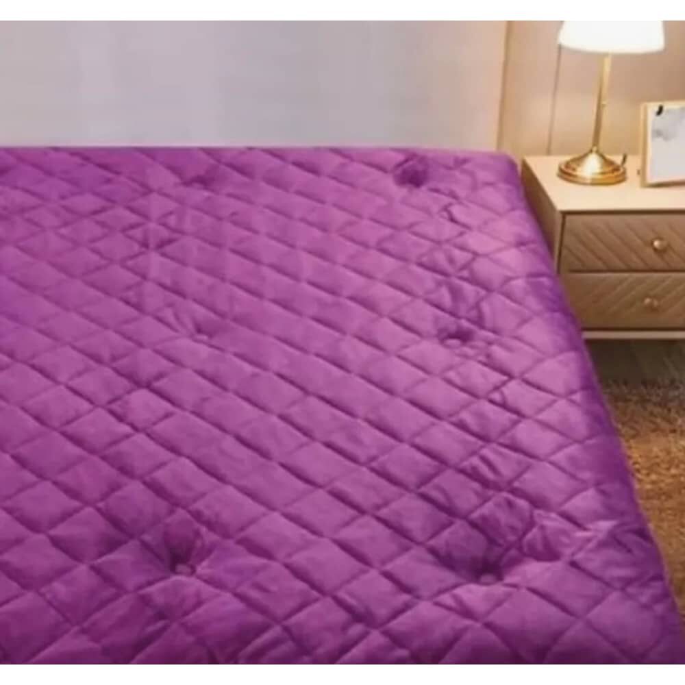 Cubre Colch&oacute;n Plush Acolchado 2 Plazas Morado image number 2.0
