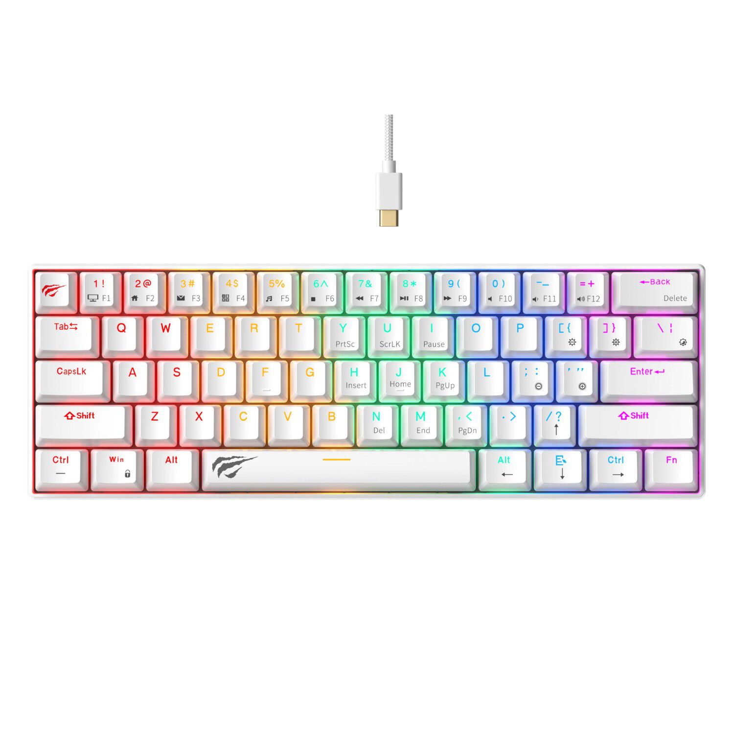 Teclado Gamer Mec&aacute;nico Luces Rgb Kb903l Havit Blanco image number 0.0