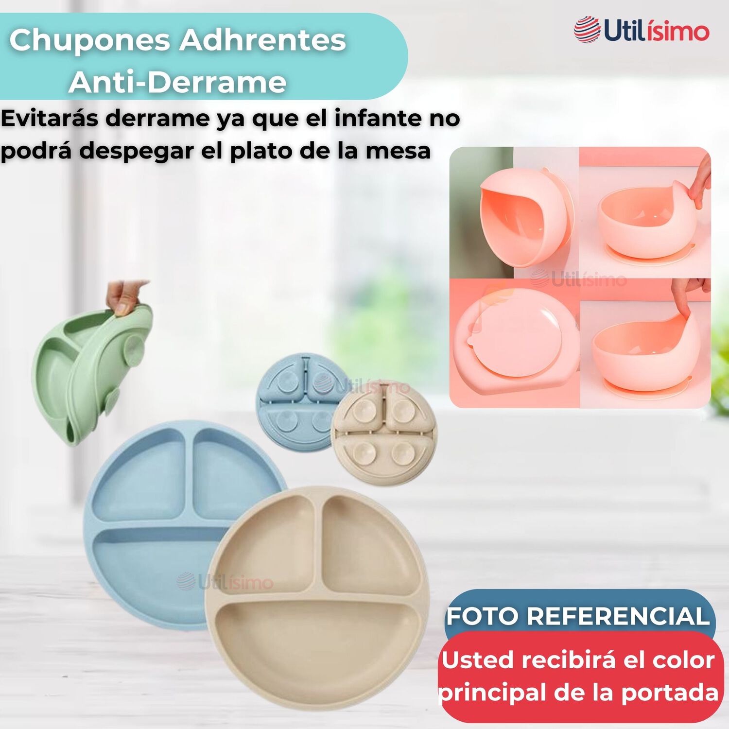Set De Alimentaci&oacute;n Beb&eacute; Silicona De Formas 6 Piezas Libre Bpa Color Celeste image number 8.0