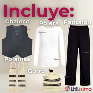 Traje Chilote Ni&ntilde;o + Polera Fiestas Patrias Chile 2 A 4 A&ntilde;os