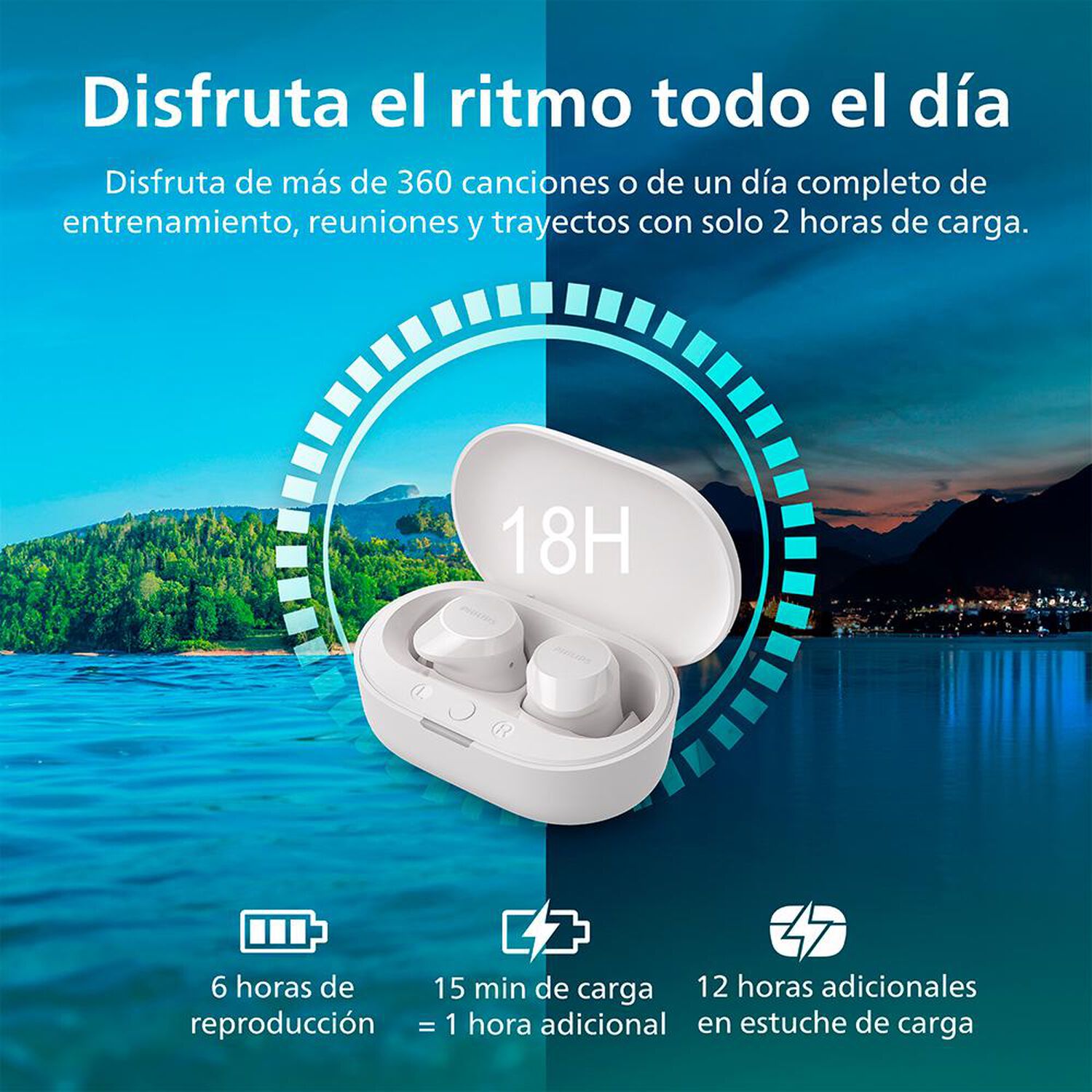 Aud&iacute;fonos Bluetooth Philips TAT1209WT image number 2.0