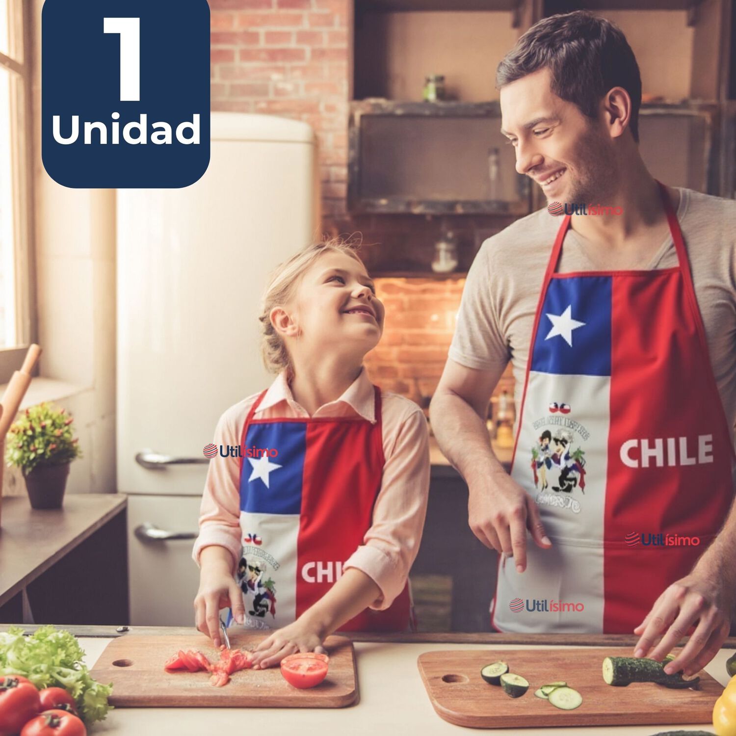 Delantal Cocina Fiestas Patrias Bandera Chilena 60x90 Cm Condorito image number 0.0