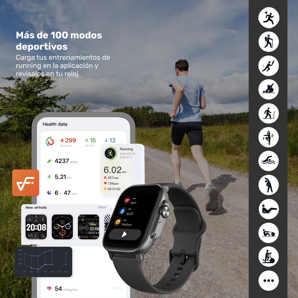 Reloj Smartwatch Lhotse Connect S03 42mm Black image number 6.0