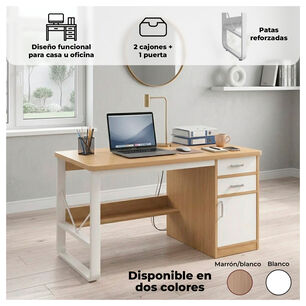 Escritorio 100cm Home Office Con Cajones Puerta Y Gabinete