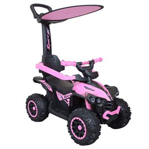 Cuatrimoto A Bater&iacute;a Con Barra De Empuje Push Ni&ntilde;a Rosa