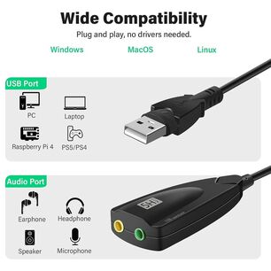 Tarjeta De Sonido Usb 3d Virtual 5hv2 7.1