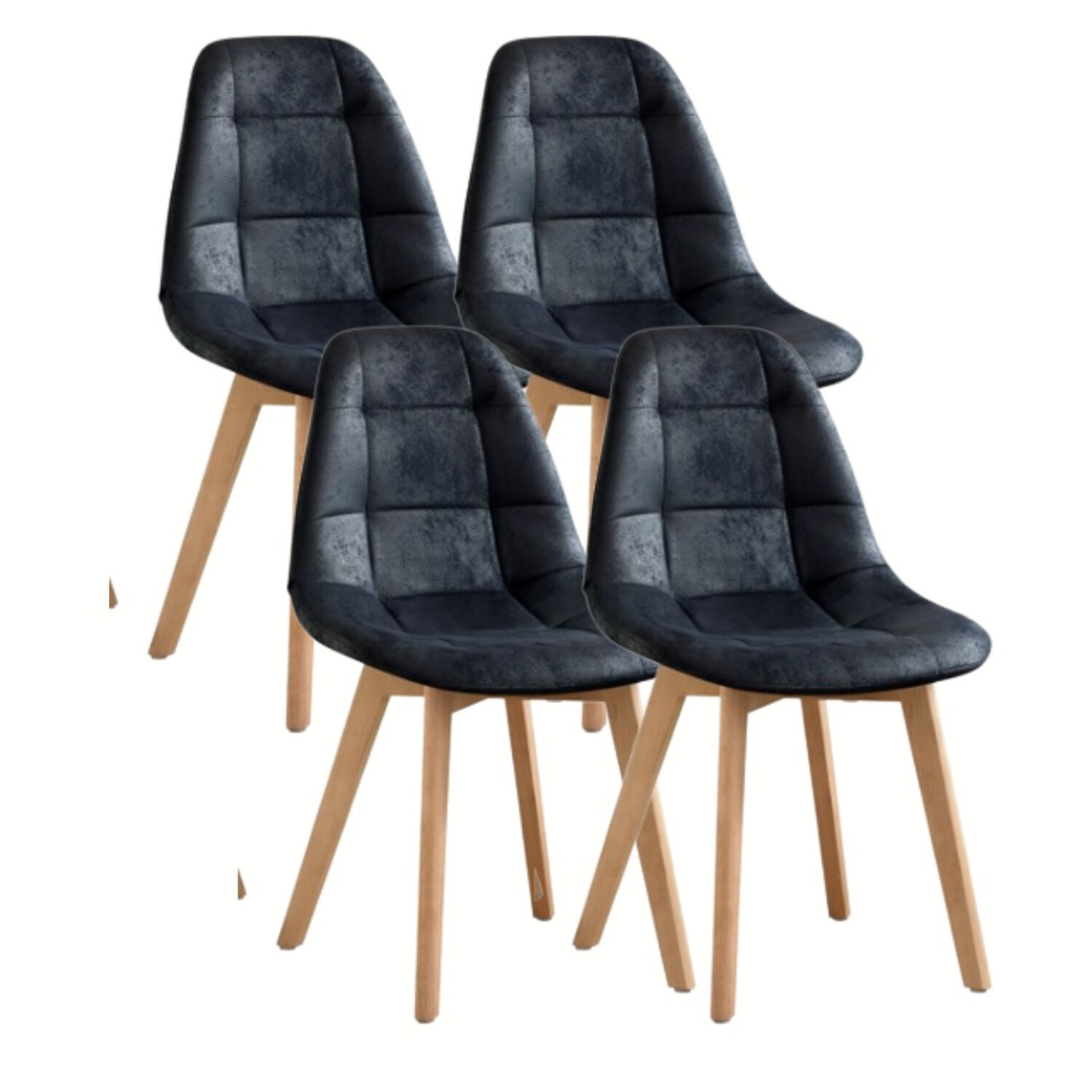 Comedor Warwick 120cm + 4 Sillas Capitonne Ecocuero Vintage Negro image number 3.0
