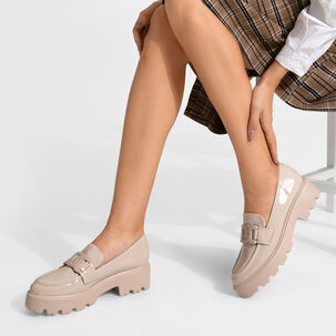 Mocasín Charol Plataforma Beige Casual Mujer Weide Qiu288