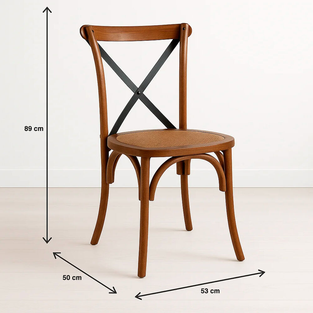 Silla Crossback Madera Rattan - Café Vintage image number 3.0