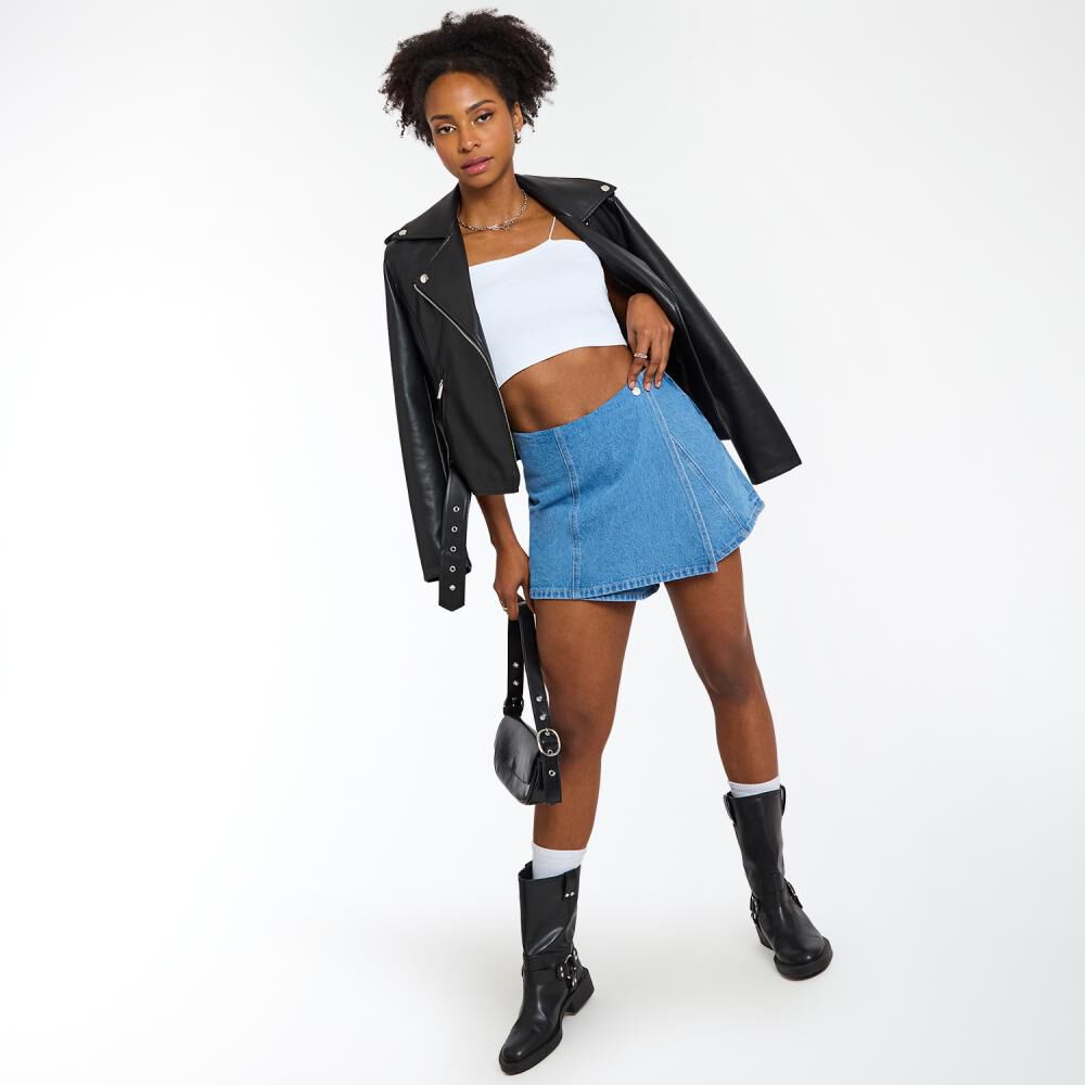 Short Con Falda Denim Tiro Medo Skinny Mujer Rolly Go image number 1.0