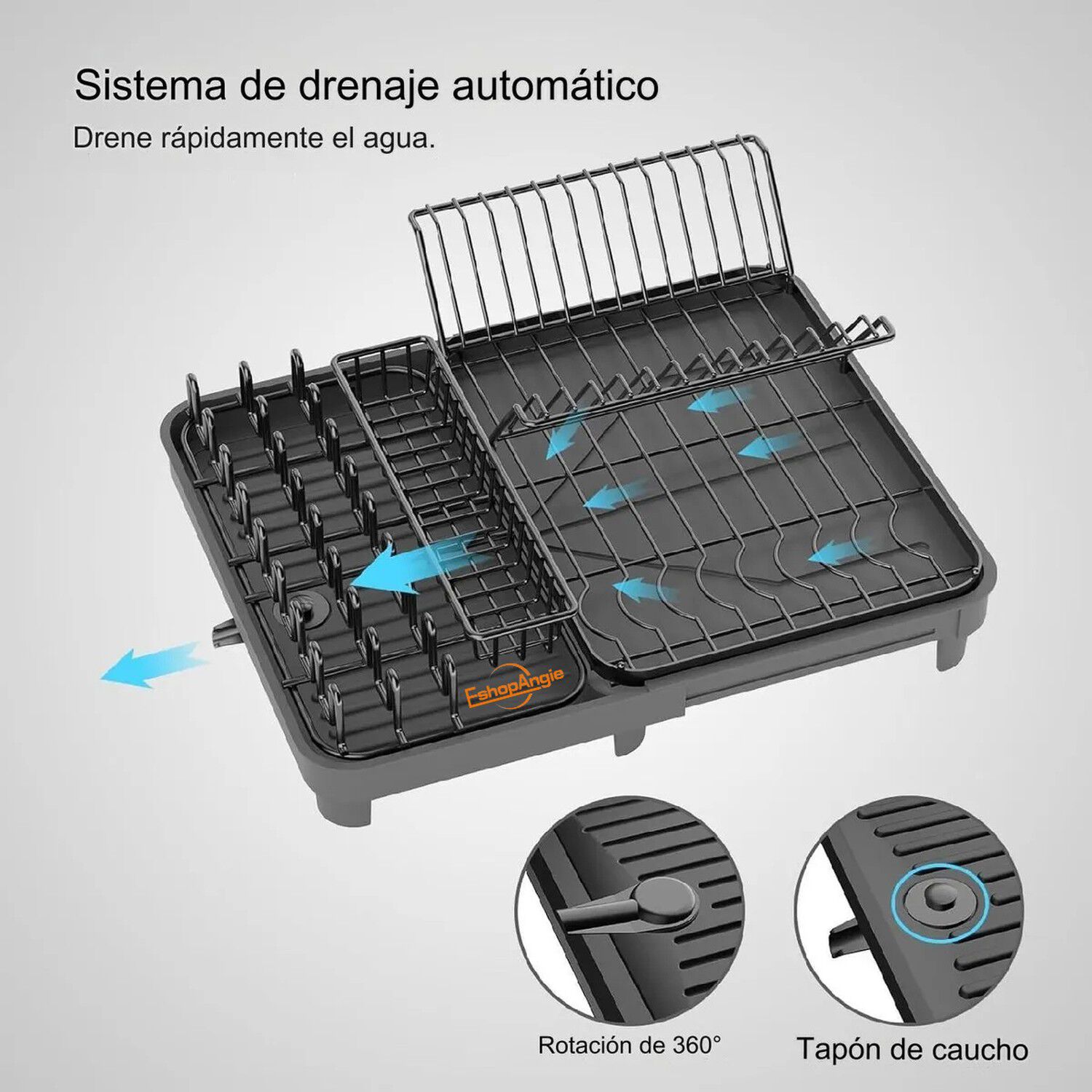 Escurridor Plegable De Platos Expansible Para Cocina Negra image number 3.0