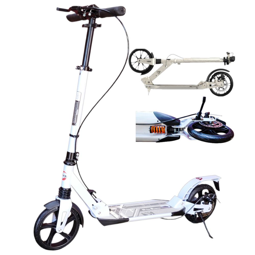 Scooter Monopat&iacute;n Ni&ntilde;os Adultos Con Freno Disco Blanco image number 0.0