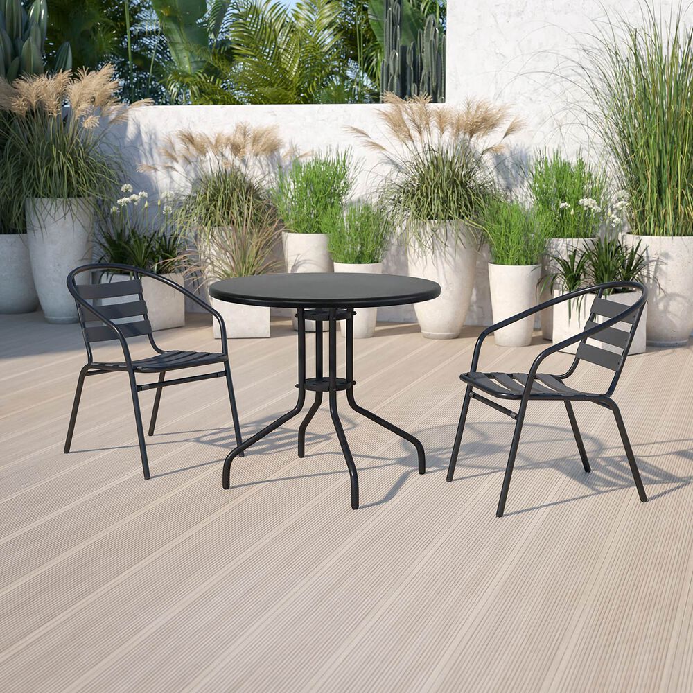 Set Terraza 2 Sillas Acero + Mesa Acero Negro 70x60 Cm image number 1.0