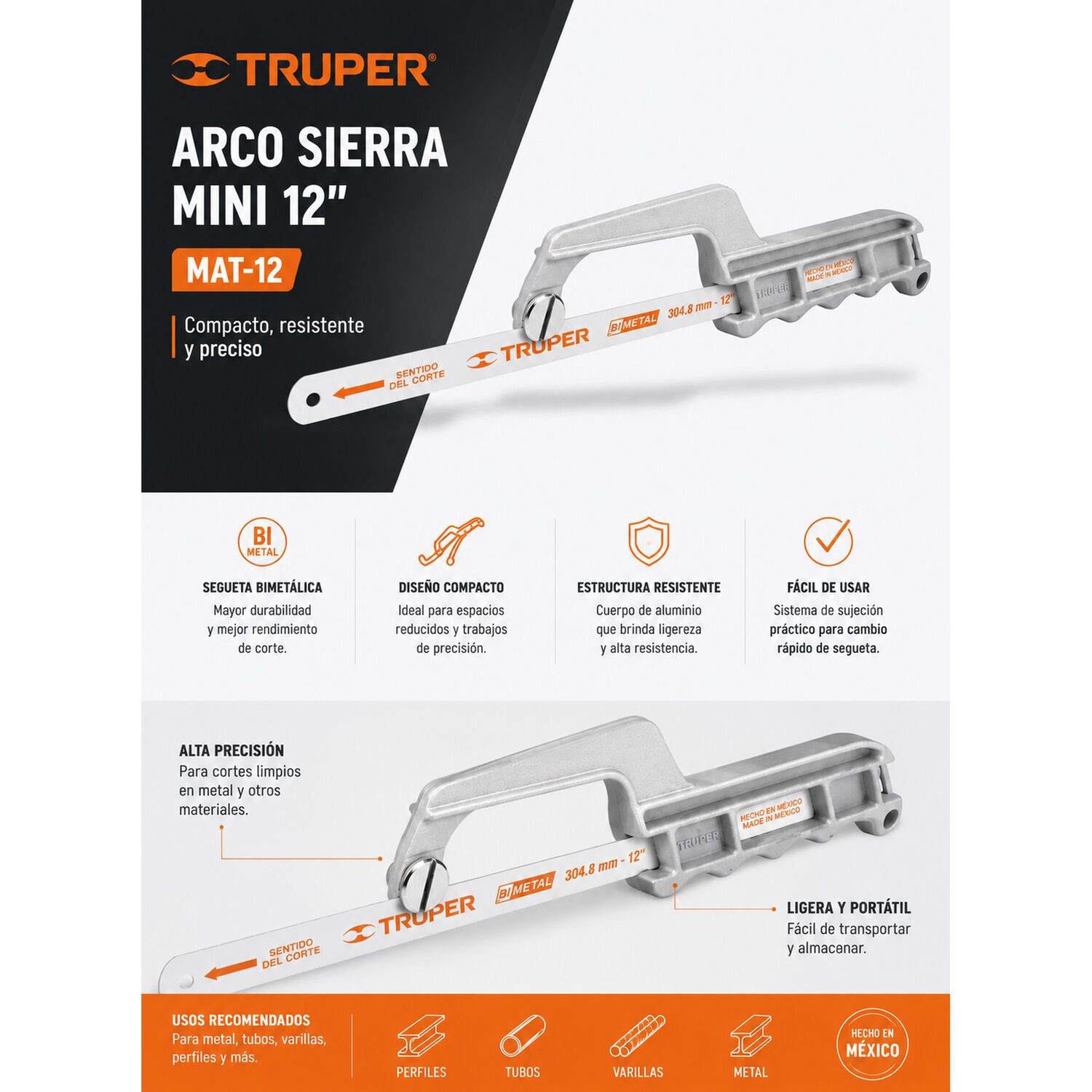 Arco Sierra Mini De 12 Plg Truper Mat-12 image number 4.0