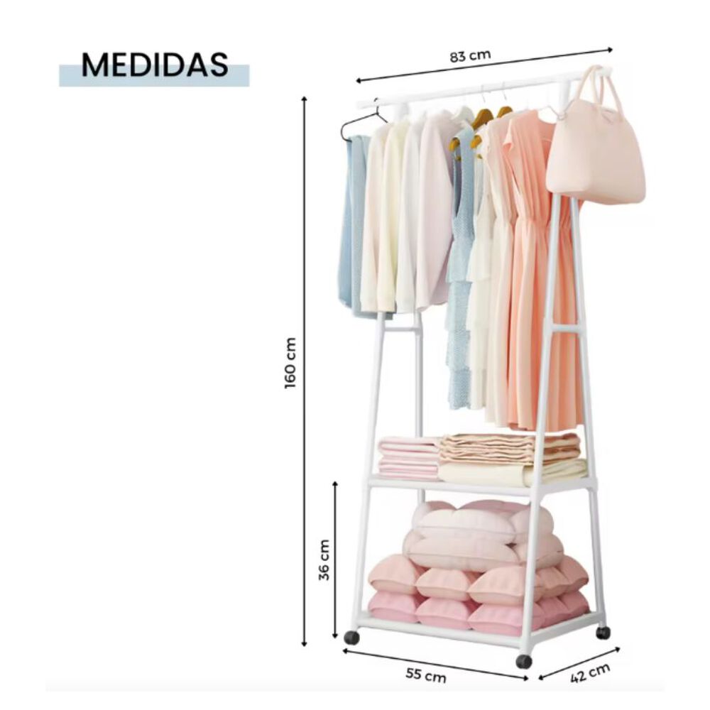 Perchero Organizador Colgador De Ropa Con Ruedas Triangular image number 3.0