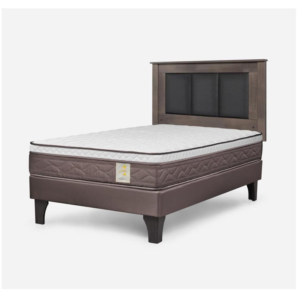 Cama Europea Rosen New Style 4 Plus / 1.5 Plazas / Base Normal  + Respaldo Rachel Gris image number 2.0