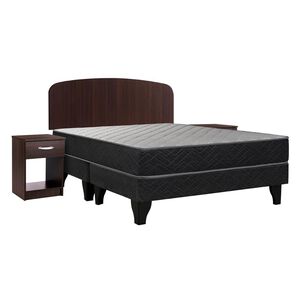 Cama Europea Celta Apolo Black / 2 Plazas / Base Dividida  + Set De Maderas