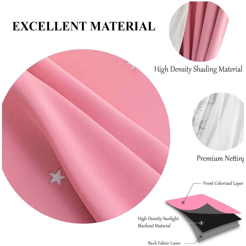 Cortinas Blackout Con Agujero Estrella Y Visillo Integrado - Rosa image number 3.0