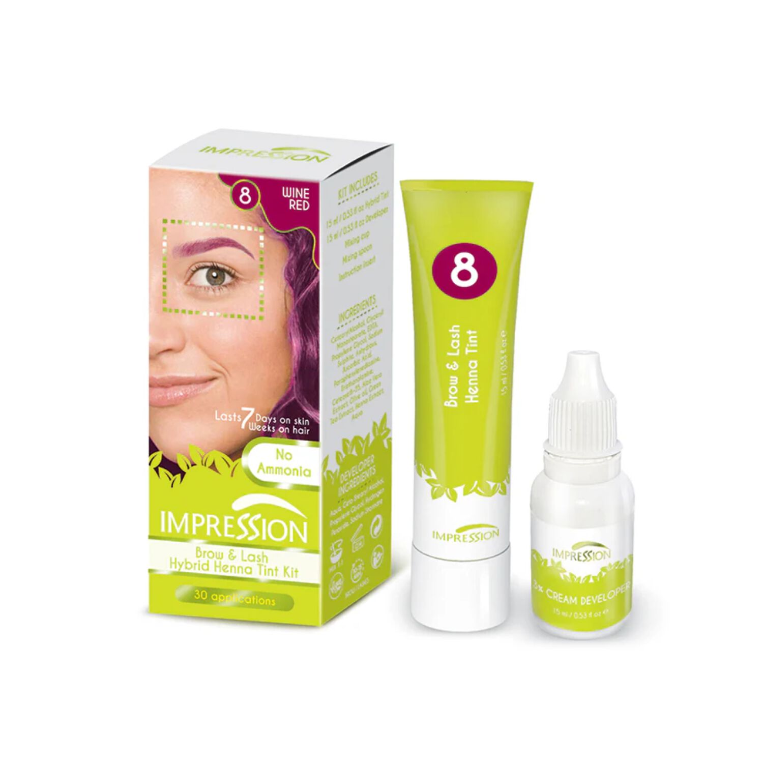 Impression Kit Hair Tintura Cejas Y Pesta&ntilde;as Rojo Vino 15ml image number 0.0