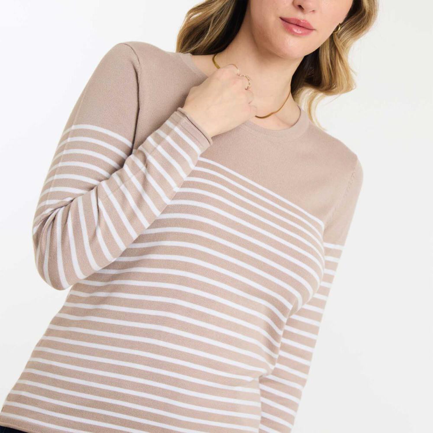 Sweater Listado Manga Larga Cuello Redondo Mujer Geeps image number 4.0