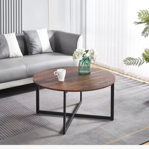 Mesa De Centro 80cm Redonda Madera Clara
