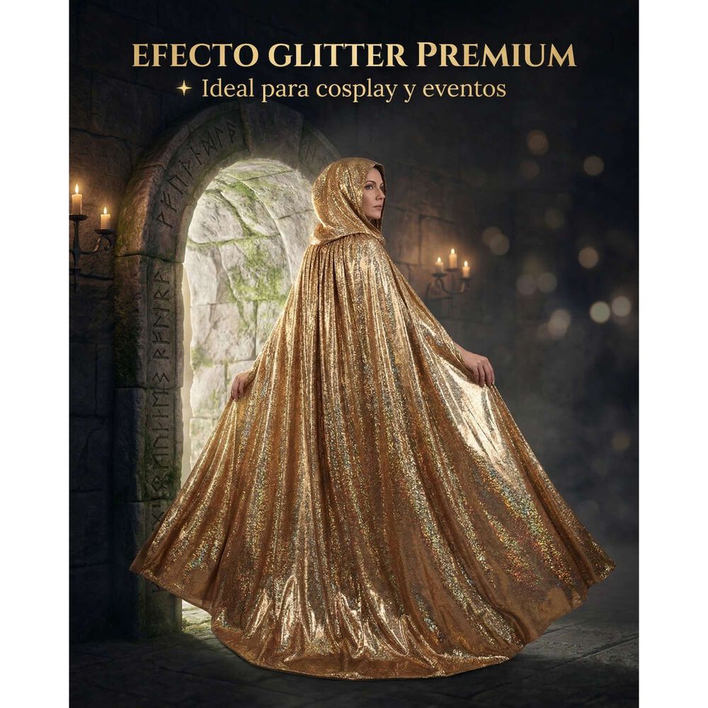 Capa Glitter Brillante Con Capucha Para Cosplay Y Disfraz image number 10.0