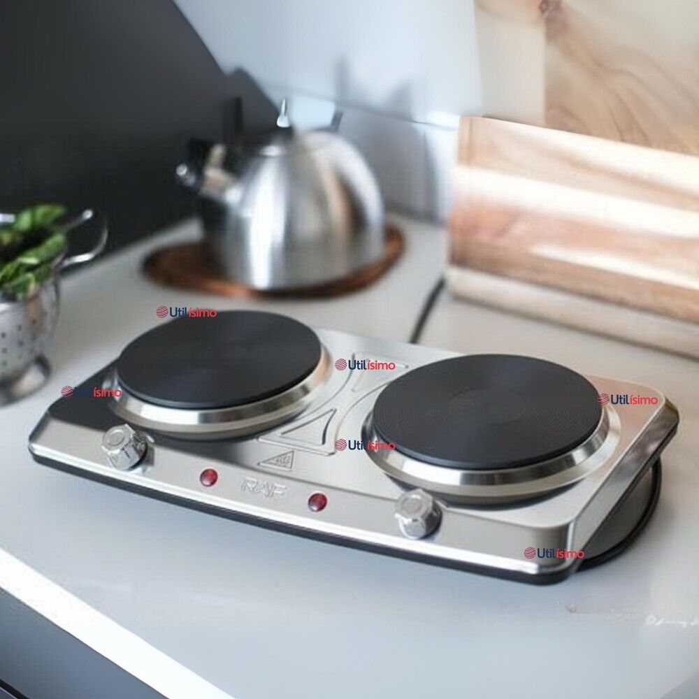 Cocina El&eacute;ctrica Port&aacute;til 2 Platos 2000w De Potencia Acero Inoxidable image number 0.0