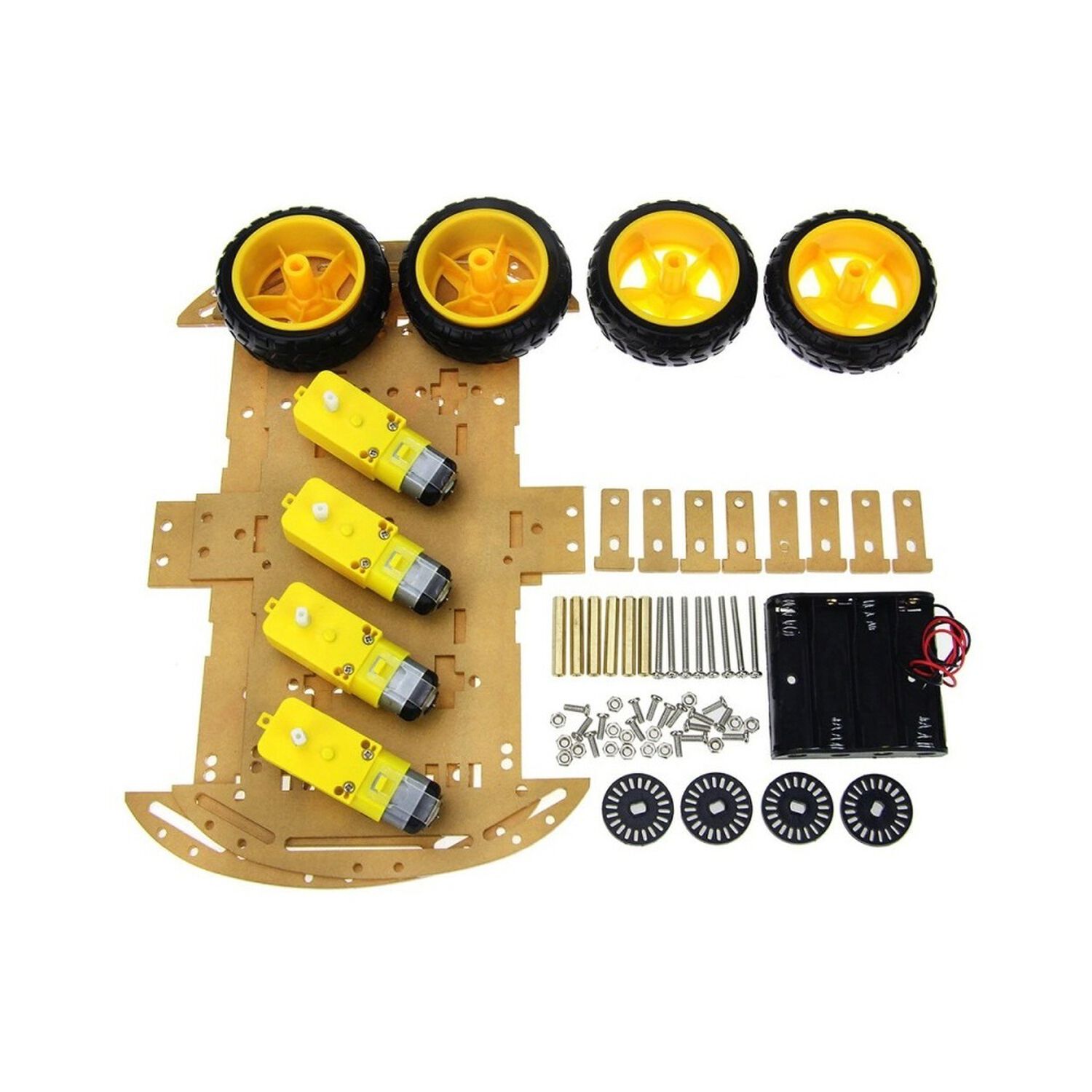 Kit Chasis Robot De Cuatro Ruedas Compatible Con Arduino image number 1.0