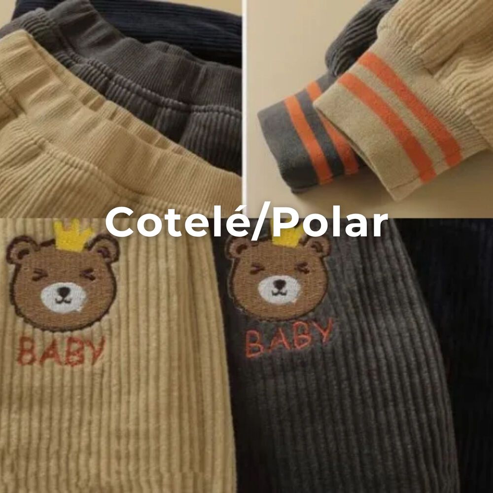 Buzo Cotelé Bebé Niño Forrado En Polar Negro Pantalón image number 6.0