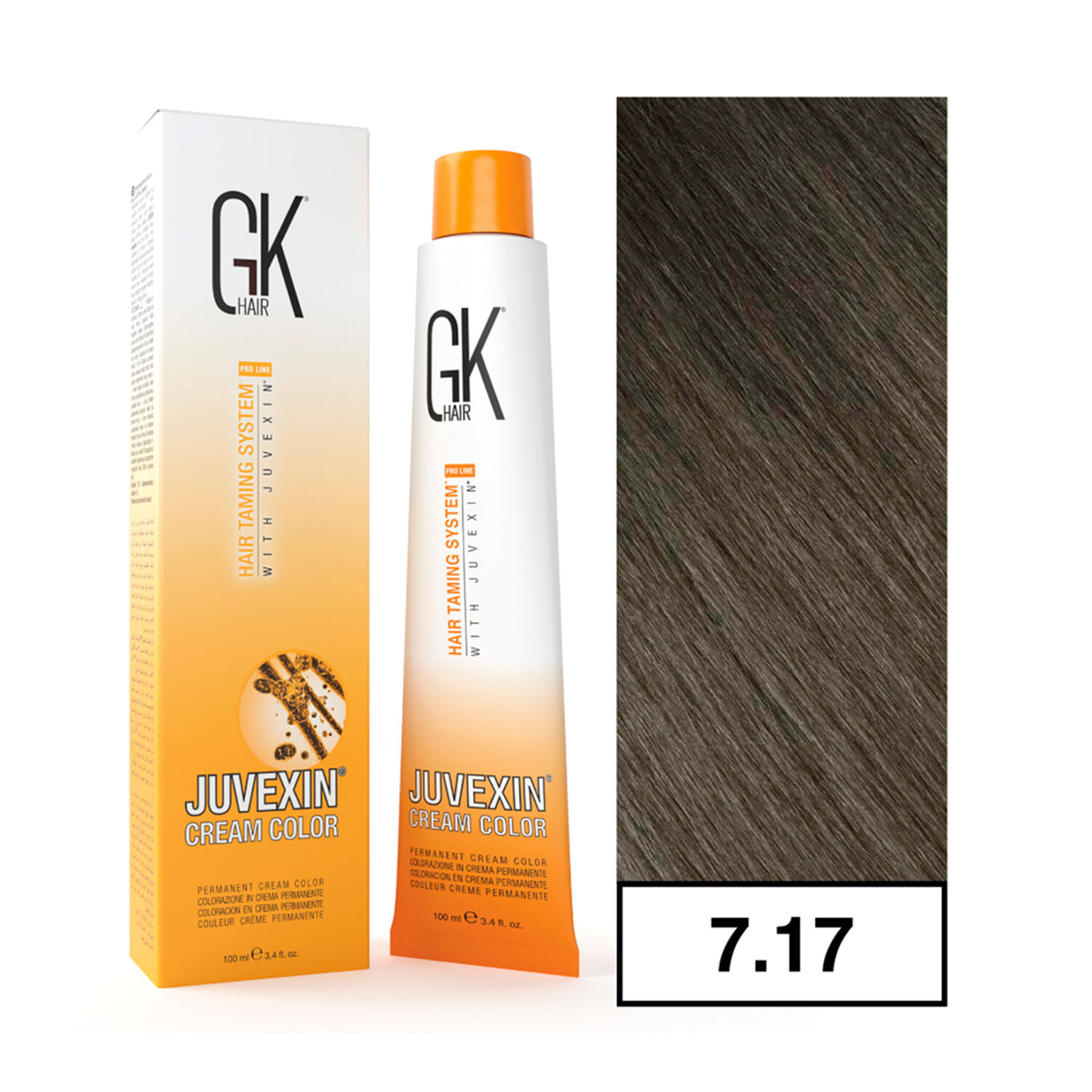 Gkhair - Tintura Cream Color Permanente Vegana 100ml + Oxidante - 7.17 Rubio Mate image number 0.0