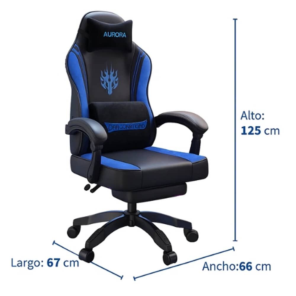 Silla Gamer Con Soporte Lumbar Reclinable 135 Y Reposapies image number 1.0