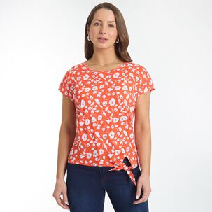 Polera Print Con Amarras En Pretina Manga Corta Cuello Redondo Mujer Geeps