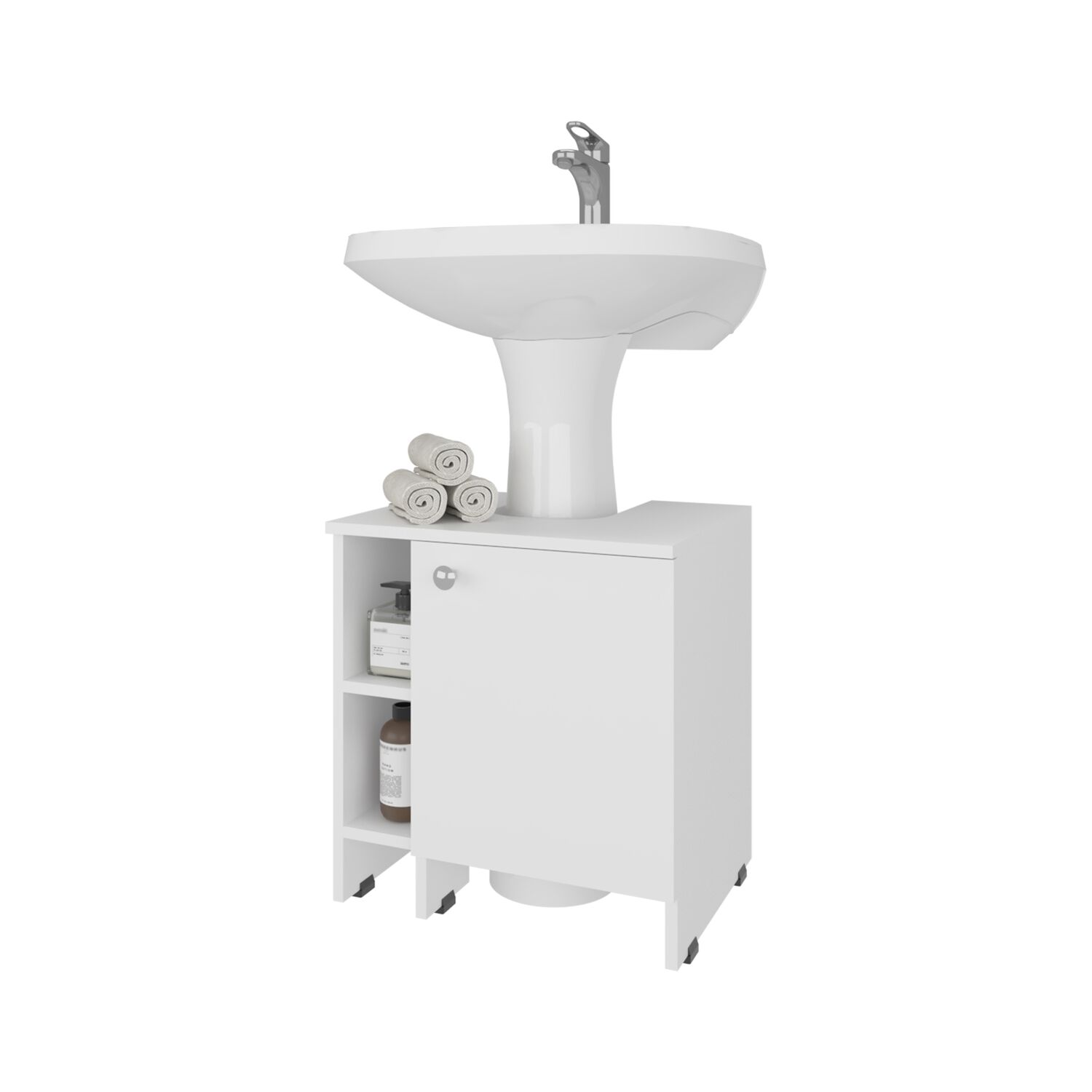 Mueble Ba&ntilde;o Piso Lavamanos 1 Puerta Fm-010b - Blanco image number 2.0