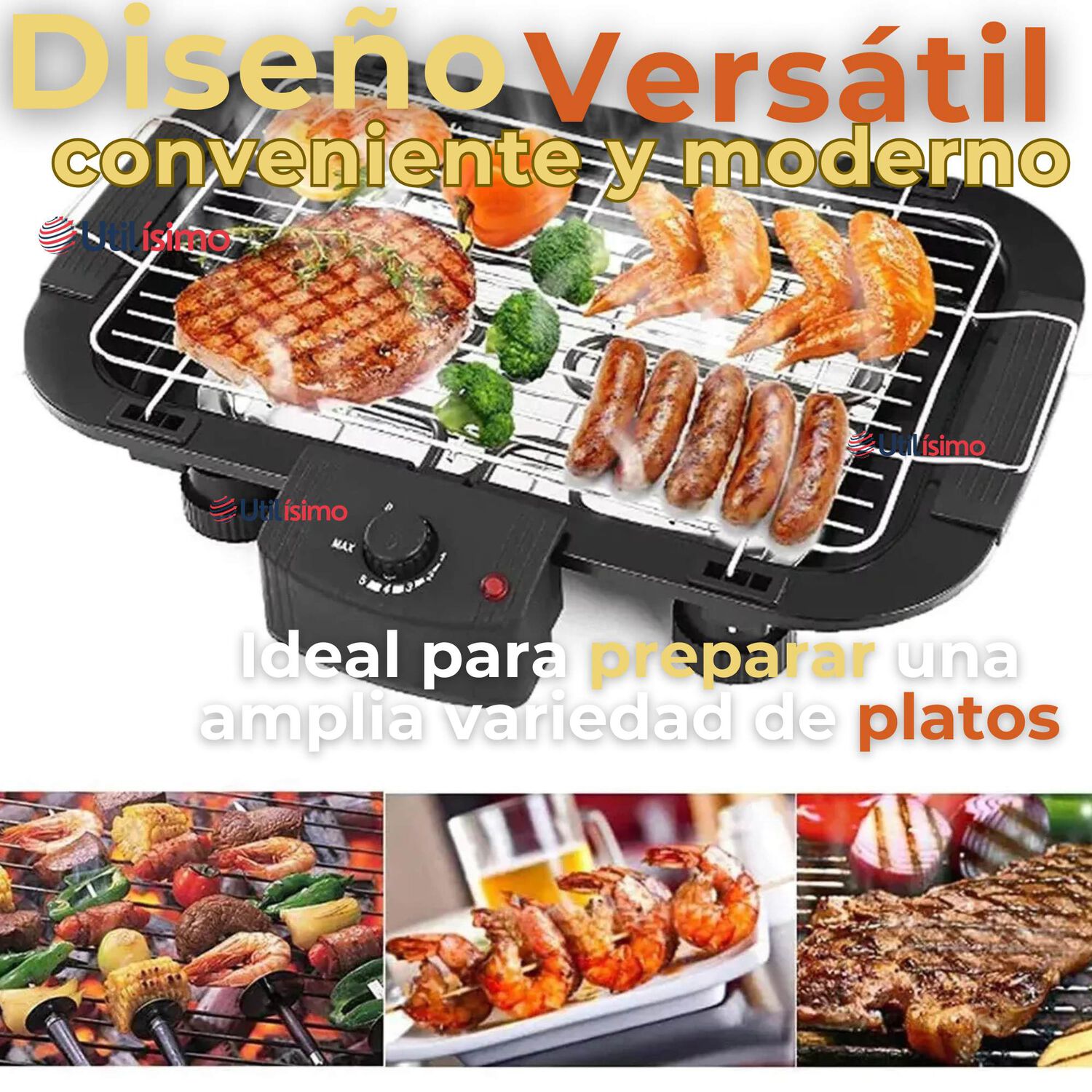 Parrillera El&eacute;ctrica Asador 2000w De Potencia Antiadherente Negro image number 5.0