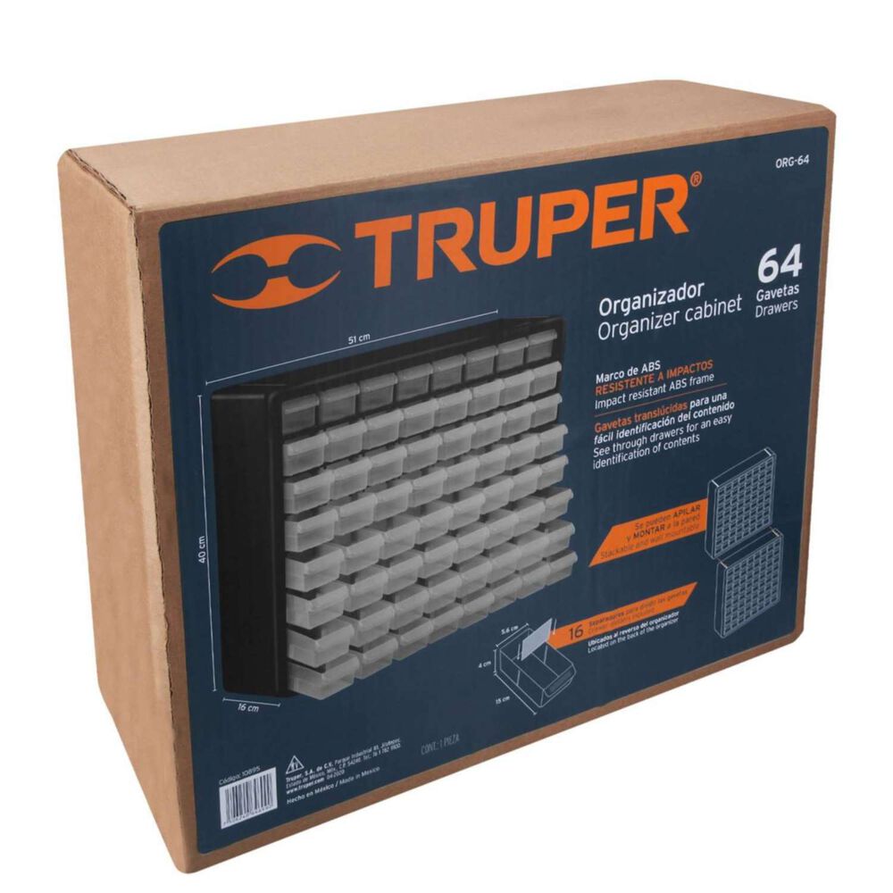 Organizador Apilable 64 Compartimientos - Truper image number 2.0