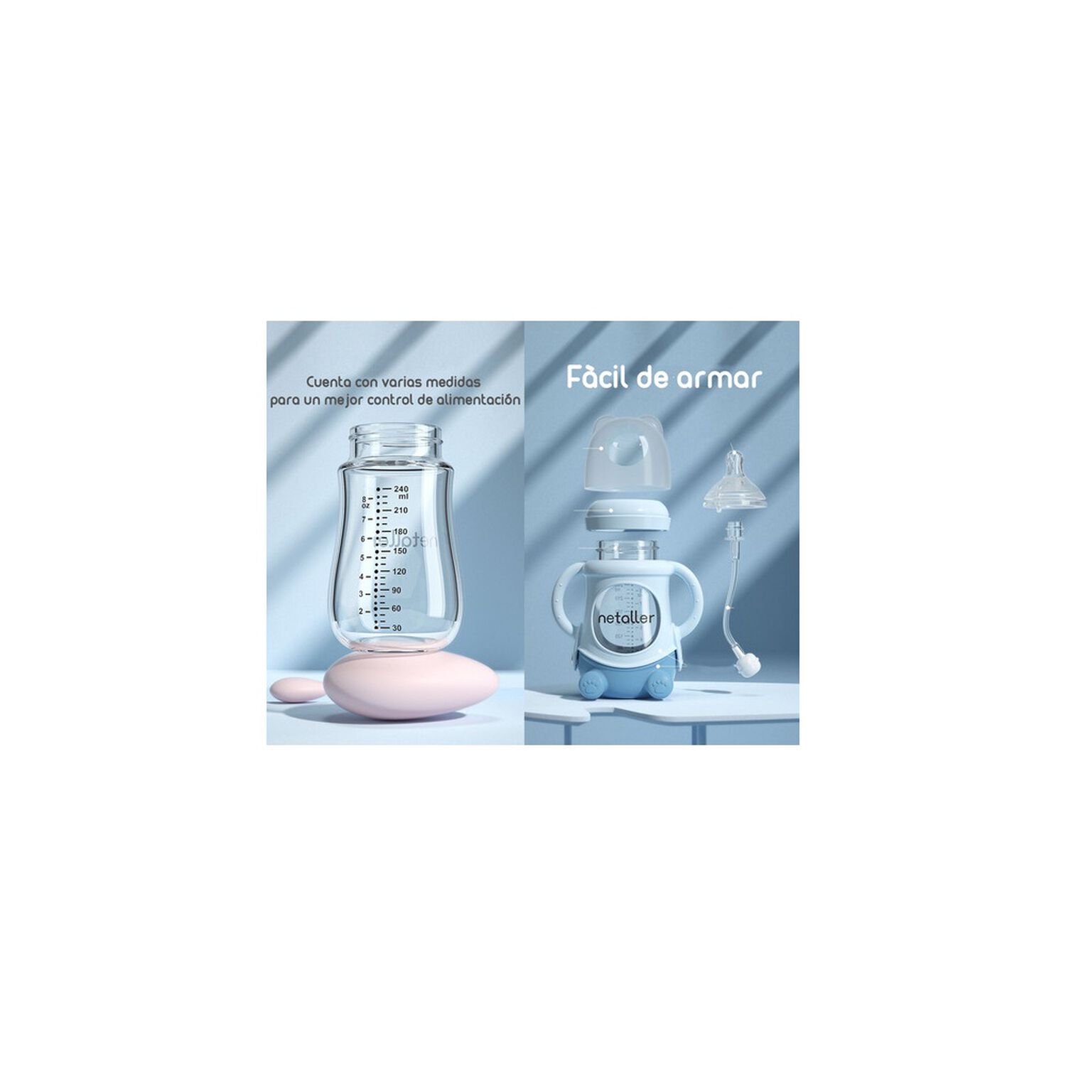 Mamaderas Con Chupetes Y Protector Lubabycas Azul image number 9.0