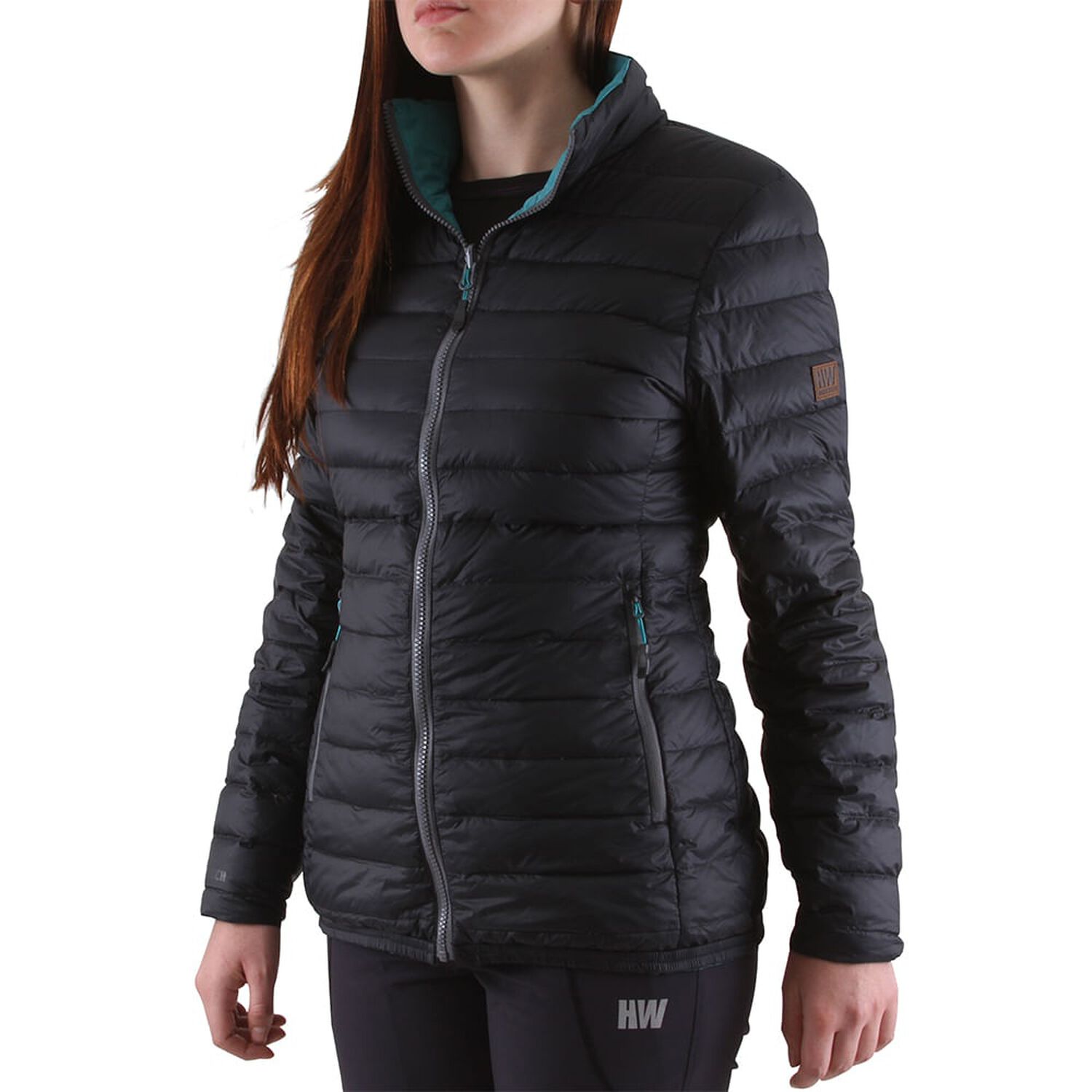 Parka Pluma Hw Goose Reversible Mujer Negro/turquesa image number 7.0