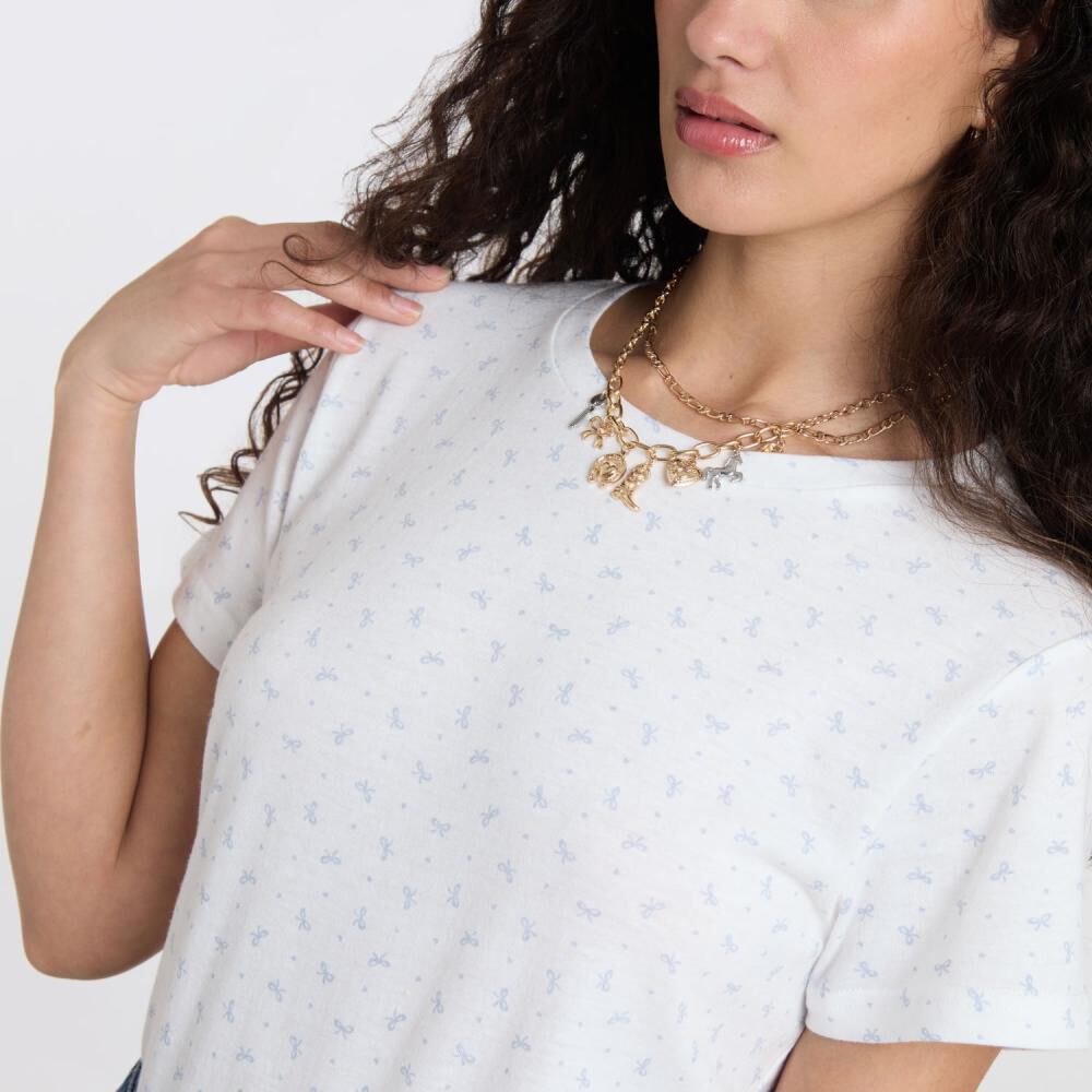 Polera Microprint Manga Corta Cuello Redondo Mujer Freedom image number 4.0
