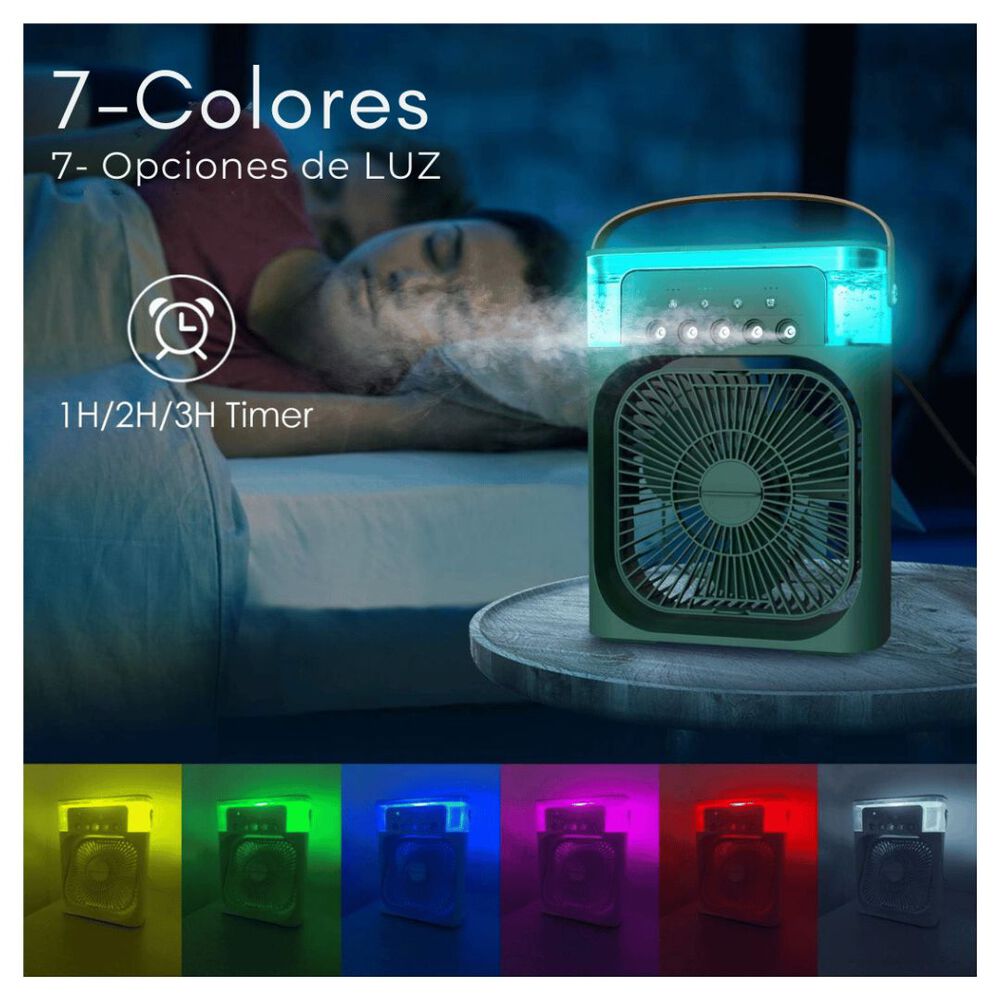 Climatizador Port&aacute;til Fr&iacute;o 4 En 1 Ventilador Humificador Enfriador Lampara Led 220v Usb Verde image number 6.0