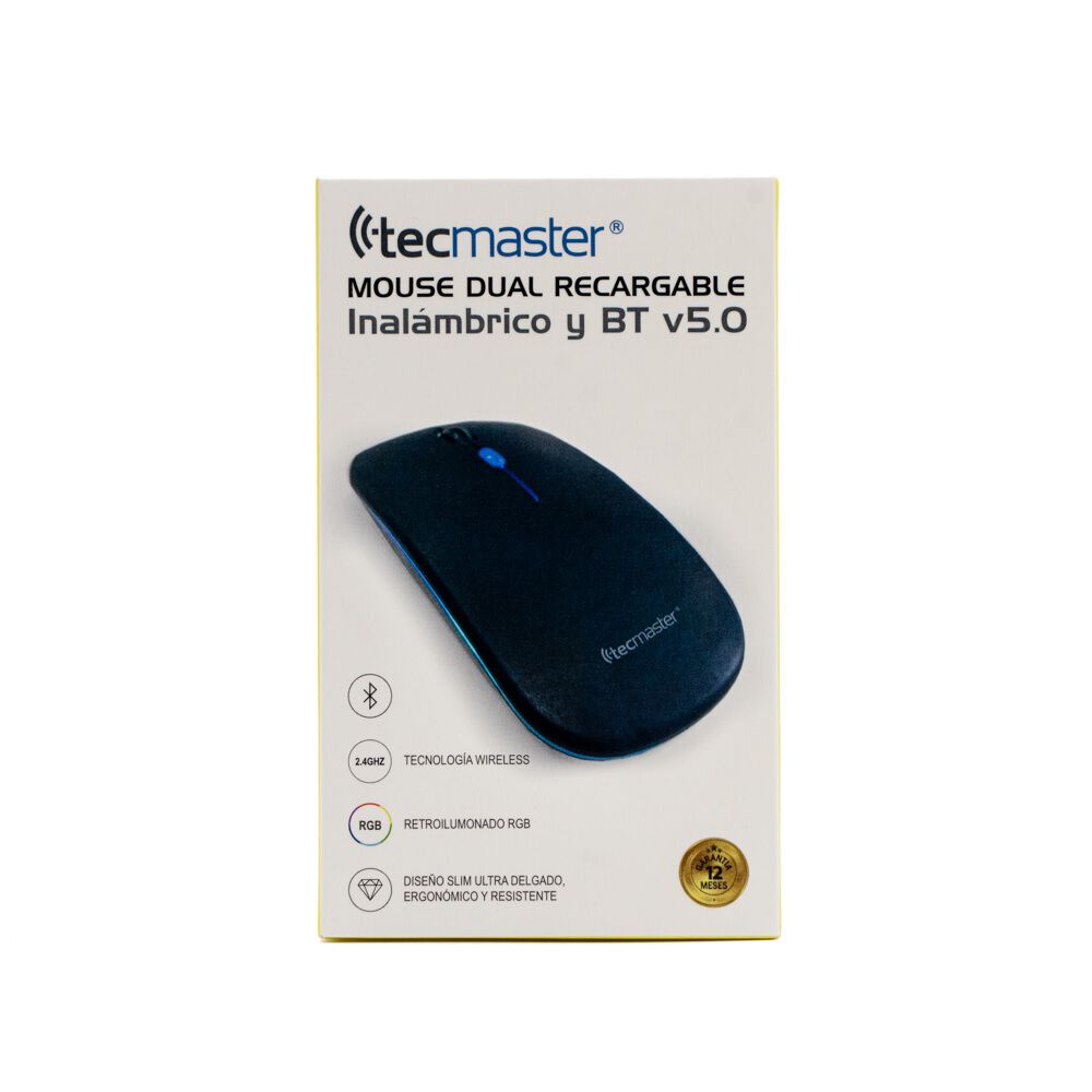 Mouse Dual Recargable Inal&aacute;mbrico Bluetooth Tecmaster Negro image number 4.0