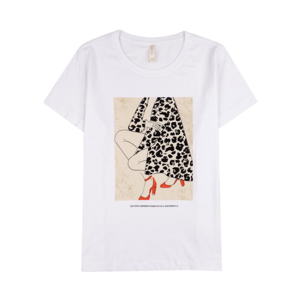 Polera Lisa Con Estampado Frontal Manga Corta Cuello Redondo Mujer Geeps image number 0.0