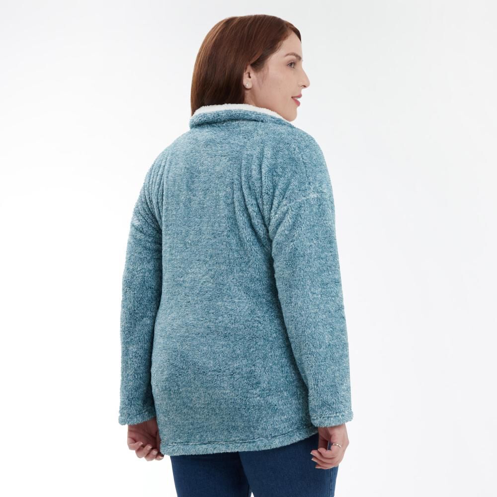 Poler&oacute;n Canguro Melange Fleece Cuello Alto Medio Cierre Mujer Sexy Large image number 3.0