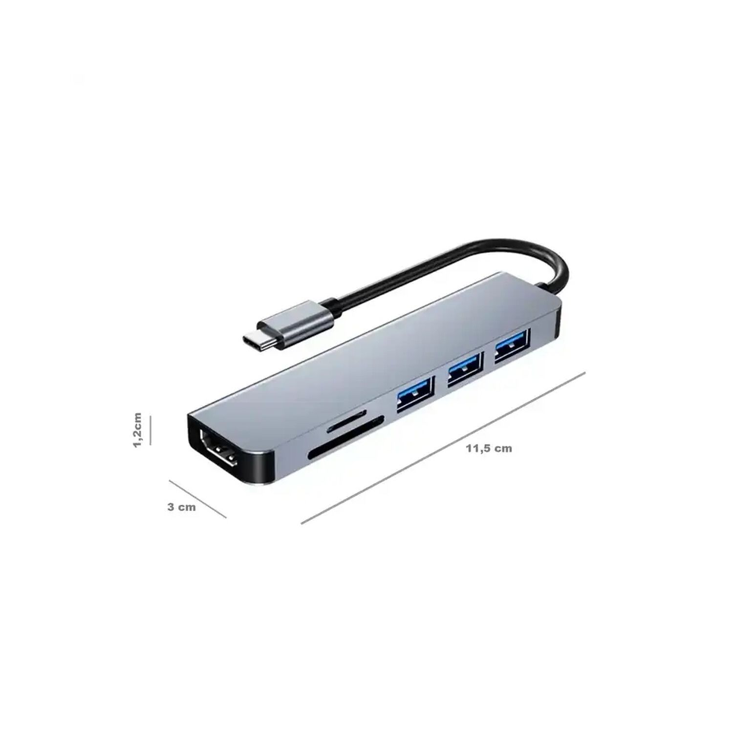 Hub Adaptador Usb Tipo C - Usb 3.0 Hdmi Microsd image number 1.0