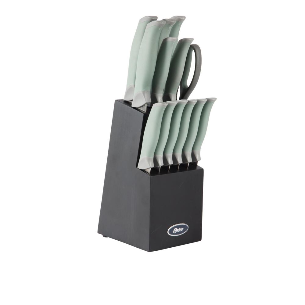 Set Cuchillos Acero Inoxidable Lindbergh 14 Pcs Mango Verde Y Taco De Madera Negro image number 2.0
