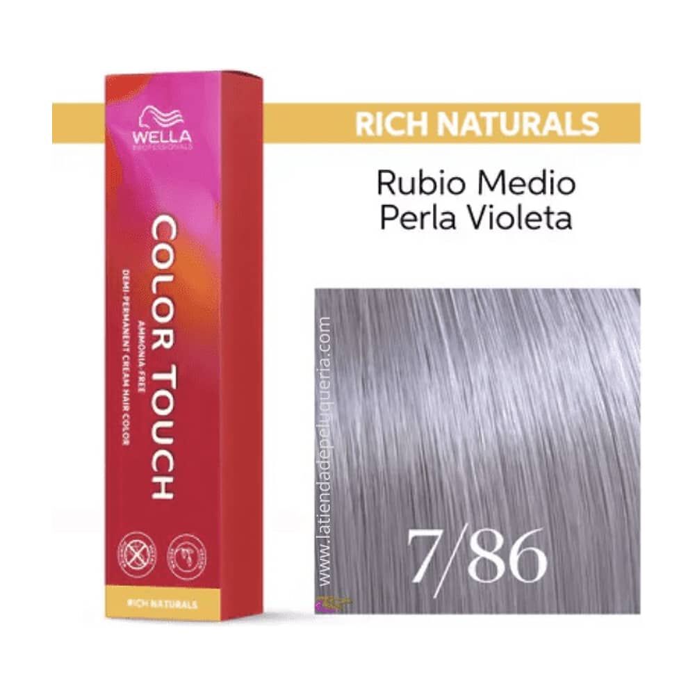 Tinte Para Cabello Wella Color Touch 7/86 Rubio Mediano Perla Violeta 60ml image number 3.0