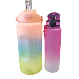 Set 2 Botellas Deportivas 2000ml Y 900ml Doble Boquilla